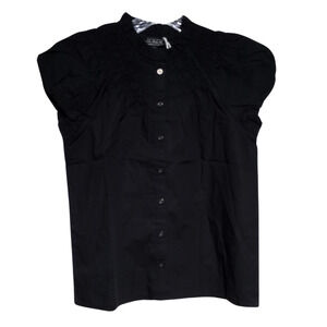 J.Crew Top | XXS | Black Smocked Neck Cotton Blouse NWT